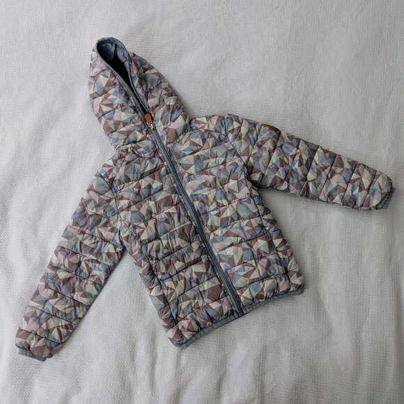 Save The Duck Girls Hooded Puffer Fill Insulated Winter Jacket in Geometric 4 - Picture 1 of 7